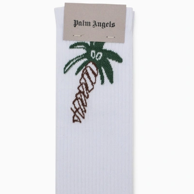 Shop Palm Angels White Sport Socks With Inlay