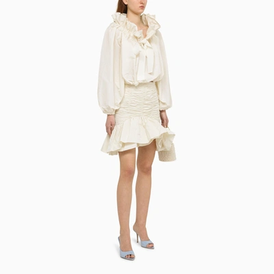 Shop Patou Ivory Ruffled Mini Skirt