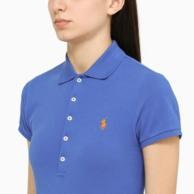 Shop Polo Ralph Lauren Blue Cotton Slim Polo Shirt