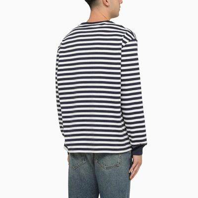 Shop Polo Ralph Lauren White/navy Striped Crew Neck T Shirt