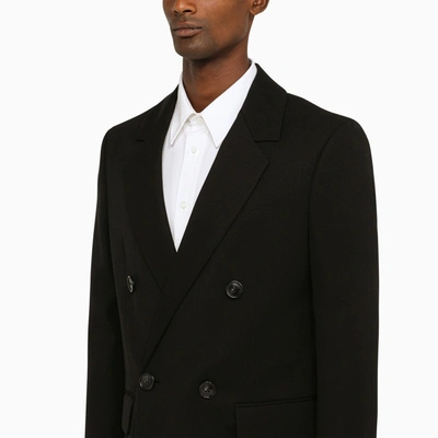 Shop Pt Torino Black Double Breasted Coat In Virgin Wool