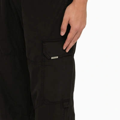 Shop Represent Black Cotton Cargo Trousers