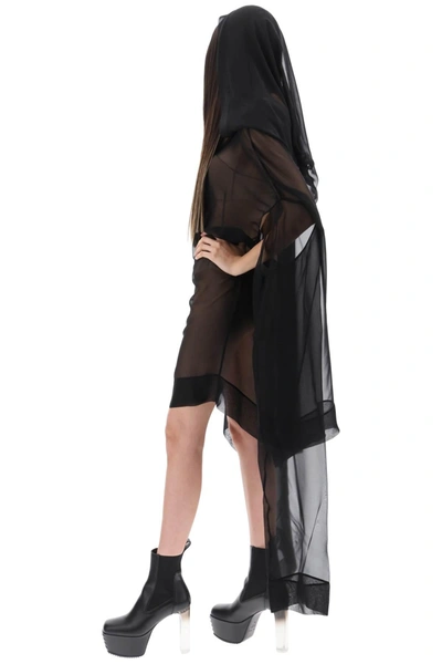 Shop Rick Owens See Through Tunic Dress With Hood