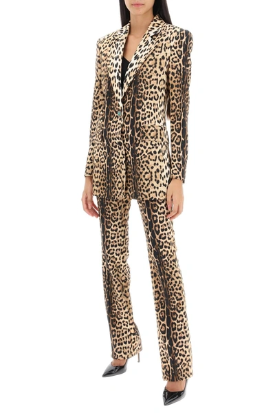 Shop Roberto Cavalli Leopard Cady Single Breasted Jacket