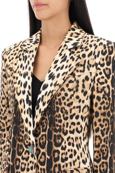Shop Roberto Cavalli Leopard Cady Single Breasted Jacket