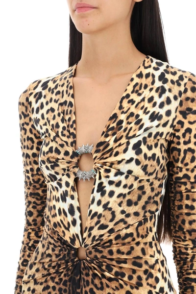 Shop Roberto Cavalli Leopard Jersey Mini Dress
