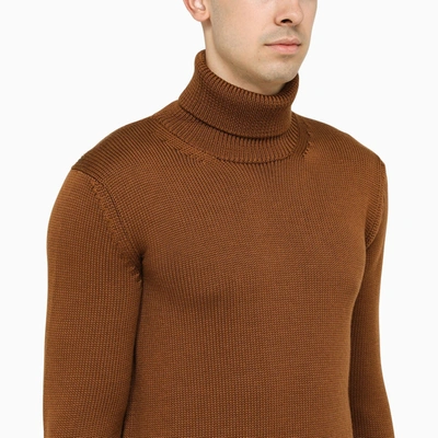 Shop Roberto Collina Turtleneck Sweater In Brown Wool