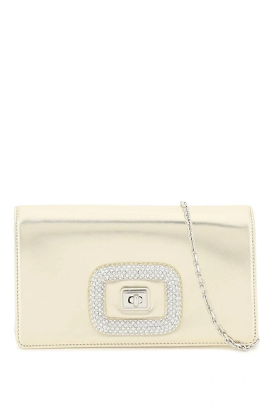 Shop Roger Vivier Mini Viv' Choc Jewel Laminated Leather Bag