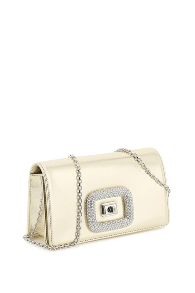 Shop Roger Vivier Mini Viv' Choc Jewel Laminated Leather Bag