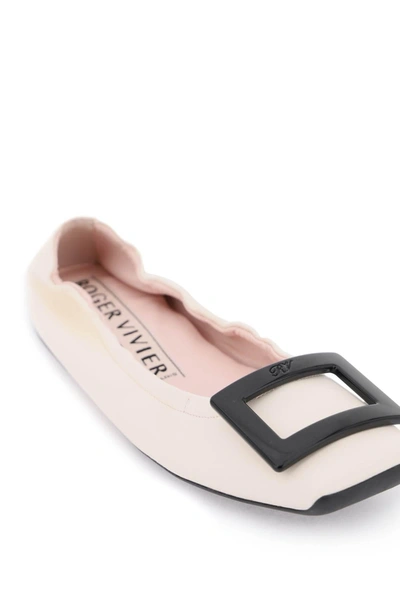Shop Roger Vivier Viv' Pockette Nappa Leather Ballet Flats With Buckle