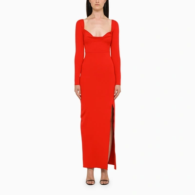 Shop Roland Mouret Red Long Dress With Slit