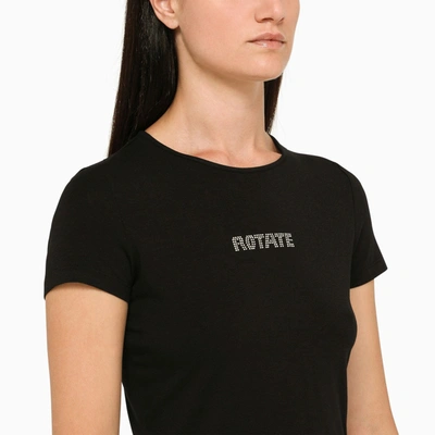 Shop Rotate Birger Christensen Black Cropped T Shirt With Logo
