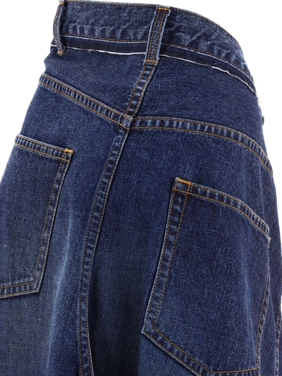Shop Sacai Asymmetric Denim Midi Skirt