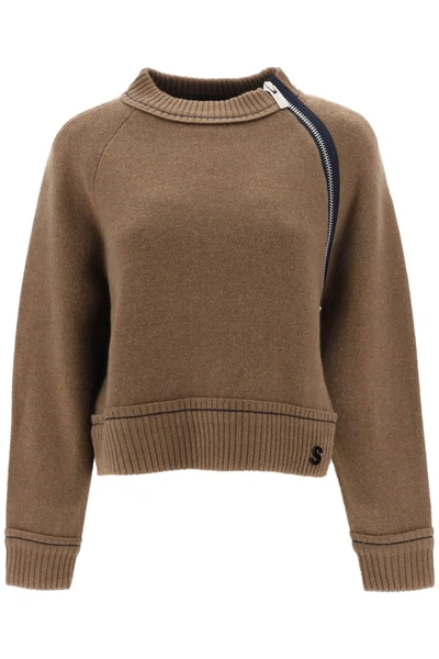 Shop Sacai Cashmere Cotton Sweater