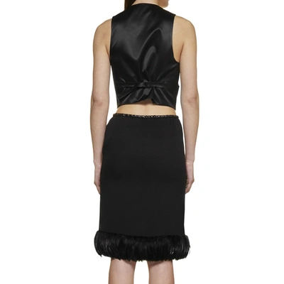 Shop Saint Laurent Feathers Trim Silk Skirt