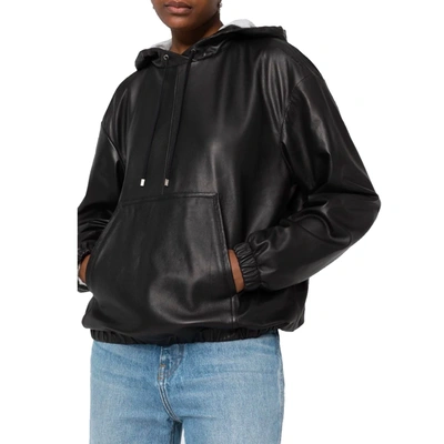 Shop Saint Laurent Leather Hoodded Top