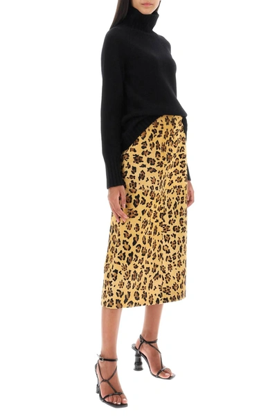 Shop Saks Potts 'carolyn' Midi Skirt In Leopard Ponyskin