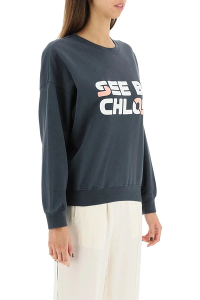 Shop See By Chloé See By Chloe Logo Print Organic Cotton Sweatshirt