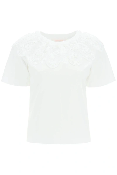 Shop See By Chloé See By Chloe Organic Cotton T Shirt With Lace