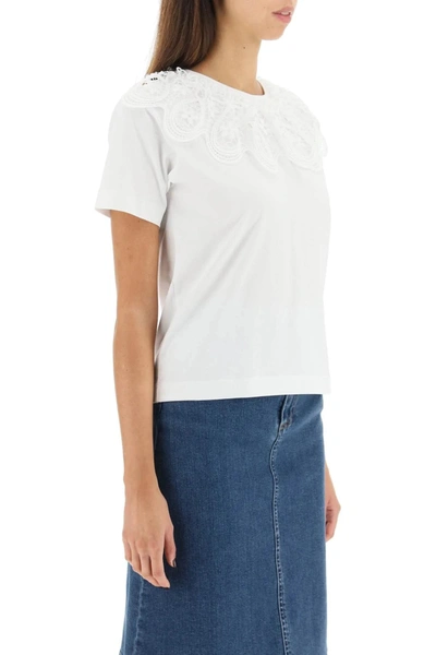 Shop See By Chloé See By Chloe Organic Cotton T Shirt With Lace