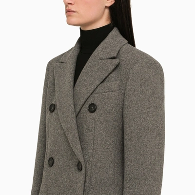 Shop Sportmax Grey Wool Double Breasted Coat