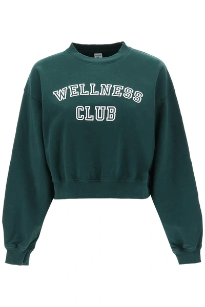 Sporty And Rich Wellness Club Cropped Cotton Sweatshirt In Green