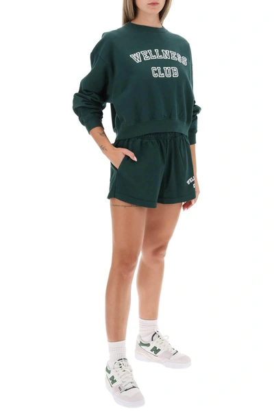 Sporty And Rich Wellness Club Cropped Cotton Sweatshirt In Green