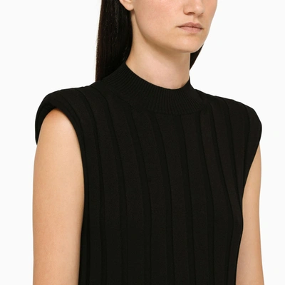 Shop Stella Mccartney Stella Mc Cartney Black Asymmetrical Ribbed Dress