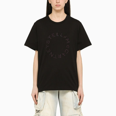 Shop Stella Mccartney Stella Mc Cartney Black T Shirt With Diamond Logo