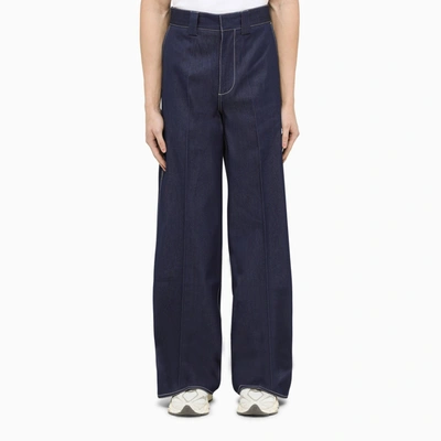 Shop Sunnei Blue Trousers With Stitching