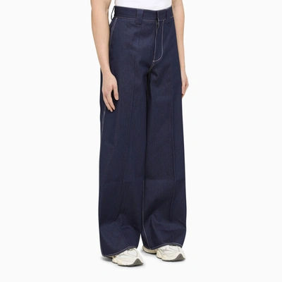 Shop Sunnei Blue Trousers With Stitching
