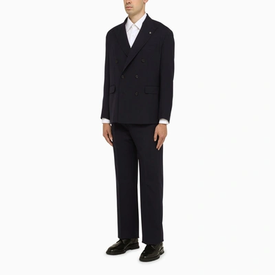 Shop Tagliatore Blue Wool Blend Double Breasted Suit