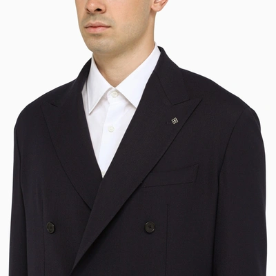 Shop Tagliatore Blue Wool Blend Double Breasted Suit