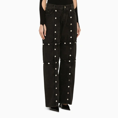 Shop Attico The  Black Baggy Jeans With Studs