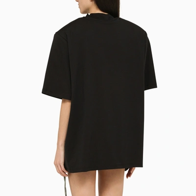 Shop Attico The  Black T Shirt With Maxi Shoulders