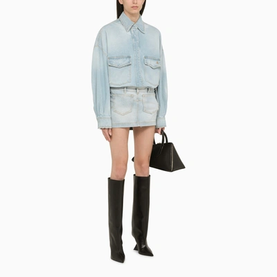 Shop Attico The  Blue Denim Miniskirt