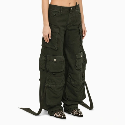 Shop Attico The  Dark Green Cotton Cargo Trousers