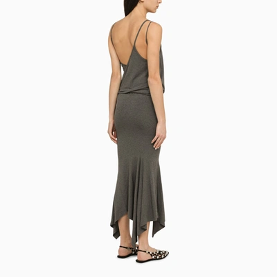 Shop Attico The  Grey Viscose Midi Dress
