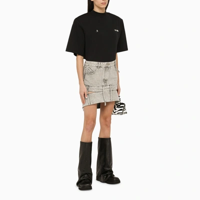 Shop Attico The  Light Grey Denim Miniskirt