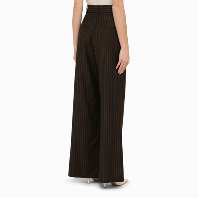Shop The Mannei Brown Wool Pinstripe Trousers