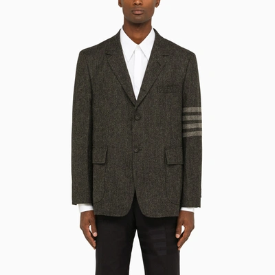 Shop Thom Browne Dark Grey Single Breasted Jacket