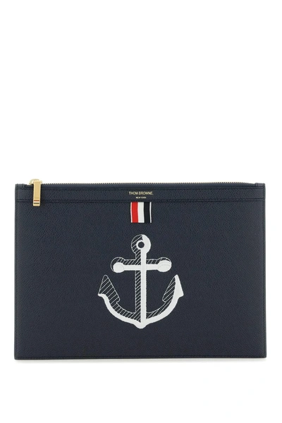 Shop Thom Browne Grained Leather Pouch