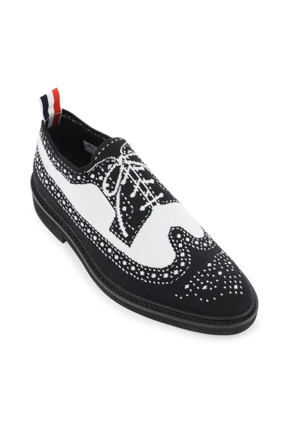 Shop Thom Browne Longwing Brogue Loafers In Trompe L'oeil Knit