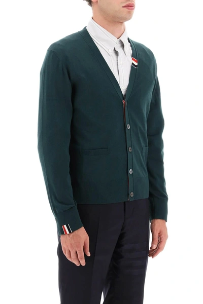 Shop Thom Browne Merino Wool V Neck Cardigan