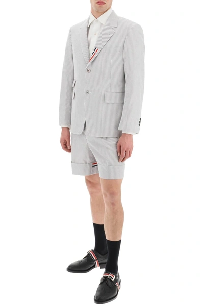 Shop Thom Browne Striped Jacket With Tricolor Details