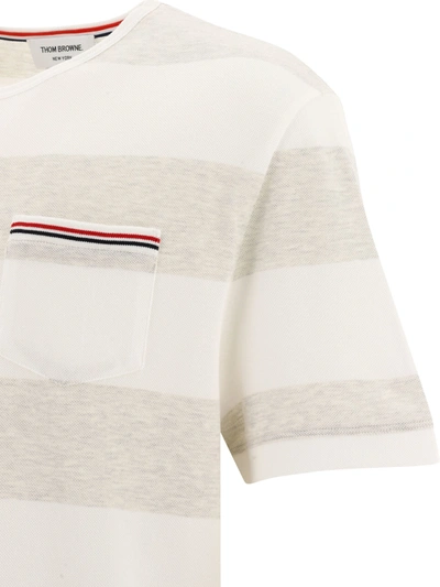 Shop Thom Browne Striped Piqué T Shirt