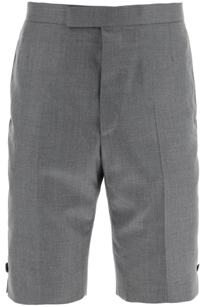 Shop Thom Browne Super 120's Wool Shorts With Back Strap