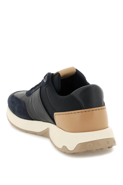 Shop Tod's Leather And Techno Fabric Sneakers