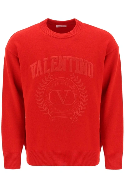 Shop Valentino Garavani Crew Neck Sweater With Maison  Embroidery