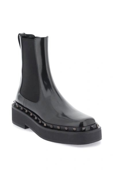 Shop Valentino Garavani Rockstud M Way Leather Beatle Boots